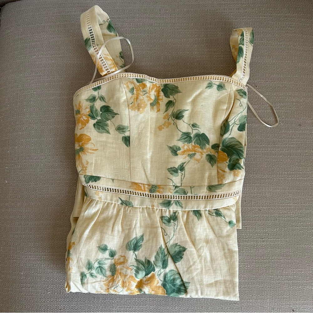 BEST Reformation Everett Linen Midi Dress Radiance Yellow Floral Wedding Casual - Picture 5 of 11